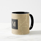 Mug Monogramme Élégant Faux Paillettes Dorées (Devant droit)