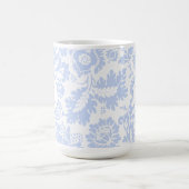 Mug Monogramme élégant floral botanique bleu (Centre)