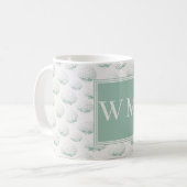 Mug Monogramme Élégant Hydrangea Bleu-vert (Devant gauche)