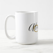 Mug Monogramme Élégant Initiale Nom Script Noir Or (Gauche)