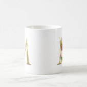 Mug Monogramme élégant lettre M rose burgundy doré (Centre)