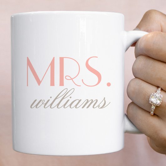 Mug Monogramme Élégant Mariage Mme Rose