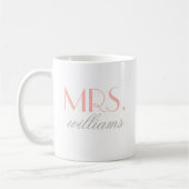 Mug Monogramme Élégant Mariage Mme Rose (Gauche)