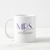 Mug Monogramme Élégant Mariage Mme Violet (Gauche)