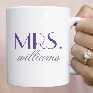 Mug Monogramme Élégant Mariage Mme Violet