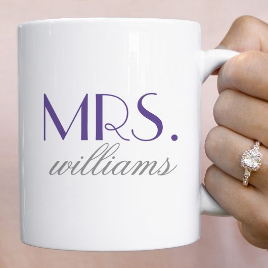 Mug Monogramme Élégant Mariage Mme Violet