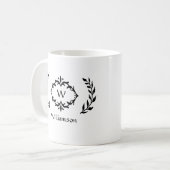 Mug Monogramme élégant moderne Couronne de laurier ten (Devant gauche)