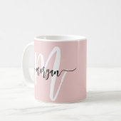 Mug Monogramme élégant moderne mignon rose (Devant gauche)