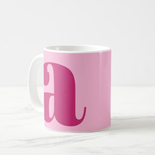 Mug Monogramme élégant moderne Rose gras initial (Devant gauche)