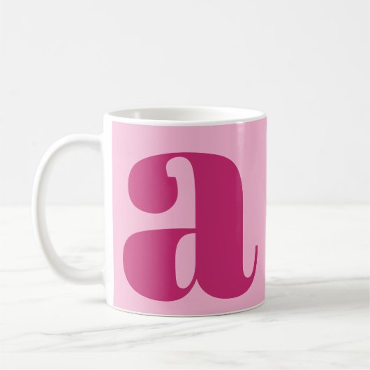 Mug Monogramme élégant moderne Rose gras initial (Gauche)
