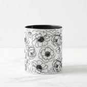 Mug Monogramme Élégant Noir Blanc (Centre)
