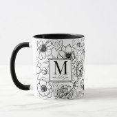 Mug Monogramme Élégant Noir Blanc (Gauche)