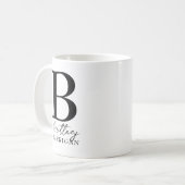 Mug Monogramme élégant noir et blanc (Devant gauche)