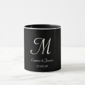 Mug Monogramme élégant noir et blanc de la lettre init (Centre)