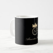 Mug Monogramme Élégant Noir et Or (Devant gauche)