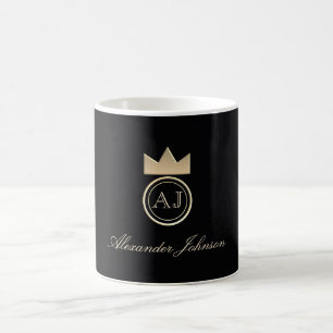 Mug Monogramme Élégant Noir et Or