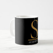 Mug Monogramme élégant noir or script girly chic (Devant gauche)