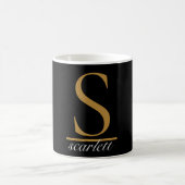 Mug Monogramme élégant noir or script girly chic (Centre)