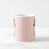 Mug Monogramme Élégant Noir Ruban Initial Chic Rose Pâ (Centre)