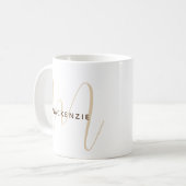 Mug Monogramme Élégant Nom de script Simple Moderne (Devant gauche)