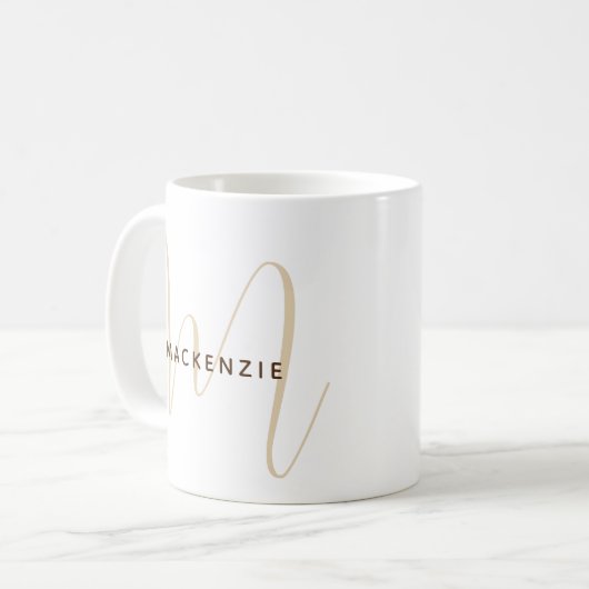 Mug Monogramme Élégant Nom de script Simple Moderne (Devant gauche)