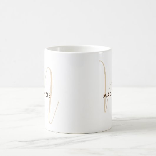 Mug Monogramme Élégant Nom de script Simple Moderne (Centre)