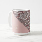 Mug Monogramme élégant or rose (Devant gauche)