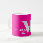 Mug Monogramme élégant rose blanc (Devant gauche)