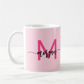 Mug Monogramme élégant rose chaud moderne (Gauche)