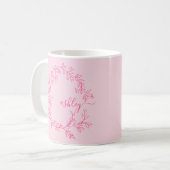 Mug Monogramme élégant rose chaud moderne (Devant gauche)