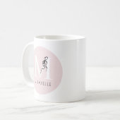 Mug Monogramme élégant rose girly noir ruban initial m (Devant gauche)