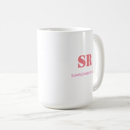 Mug Monogramme Élégant rose minimal (Devant droit)