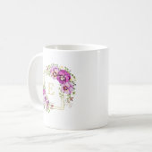 Mug Monogramme Élégant Vintage Floral Purple Pansies (Devant gauche)