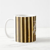 Mug Monogramme en bambou rustique Lignes verticales Mo (Gauche)