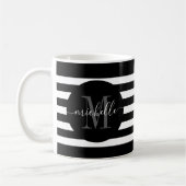 Mug Monogramme en bande noire Script moderne élégant (Gauche)