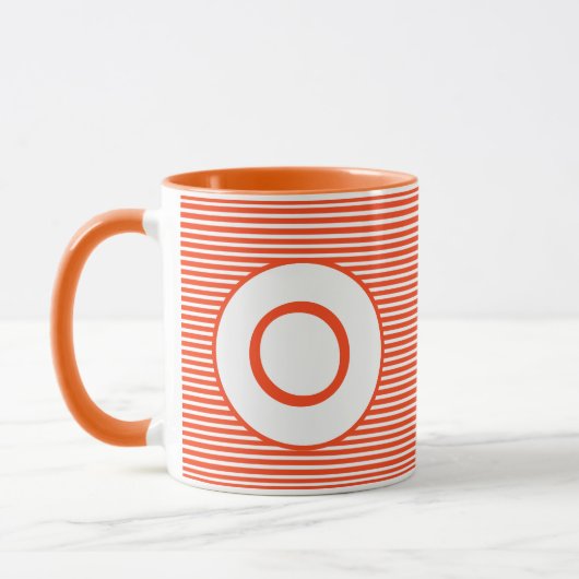 Mug Monogramme en bande orange (Gauche)