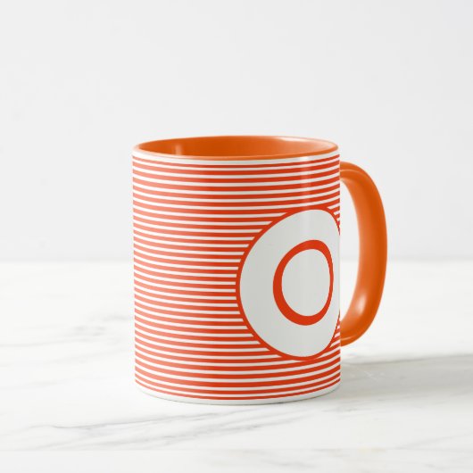 Mug Monogramme en bande orange (Devant droit)