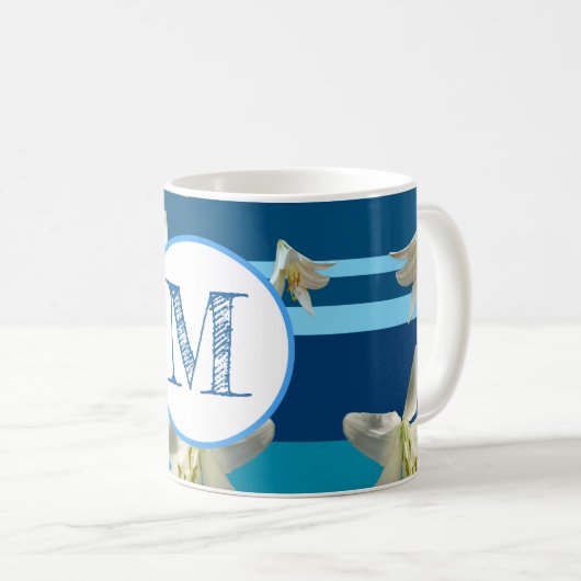Mug monogramme en bleu (Devant droit)