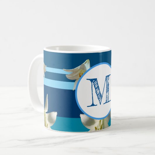 Mug monogramme en bleu (Devant gauche)