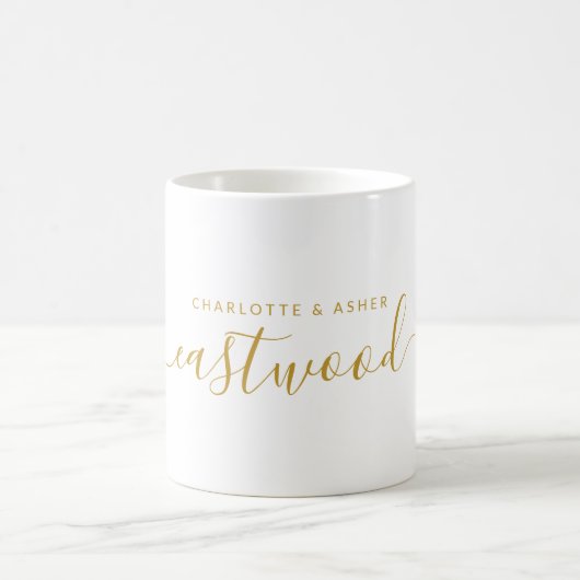 Mug Monogramme en couple or moderne (Centre)