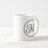 Mug Monogramme en écriture cursive ronde (Devant droit)