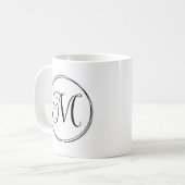 Mug Monogramme en écriture cursive ronde (Devant gauche)