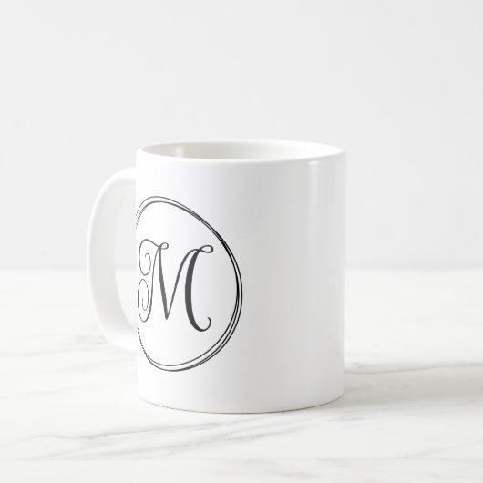 Mug Monogramme en écriture cursive ronde (Devant gauche)