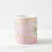 Mug Monogramme en écriture dorée Floral Gold sur agate (Centre)
