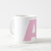 Mug Monogramme en gras avec point rose clair et blanc  (Devant gauche)