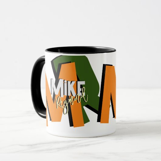 Mug Monogramme en gras surdimensionné cool (Devant gauche)