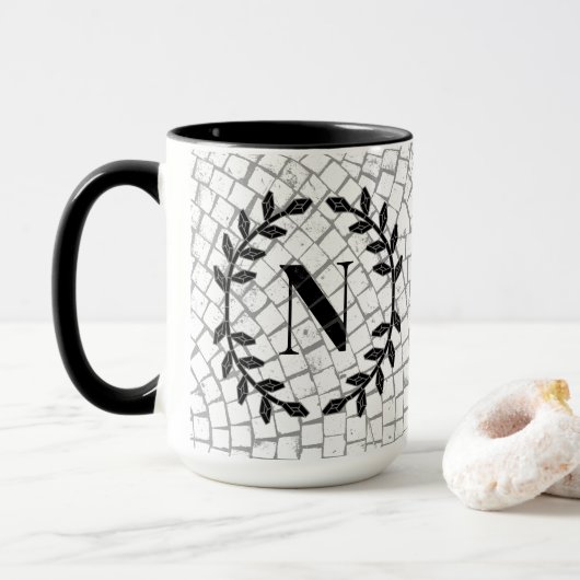 Mug Monogramme en impression mosaïque (Avec donut)