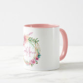 Mug Monogramme en lettres d'or de main florale (Devant droit)