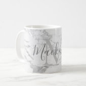 Mug Monogramme en marbre argenté tendance (Devant gauche)