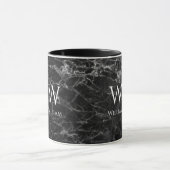 Mug Monogramme en marbre noir Nom moderne blanc initia (Centre)